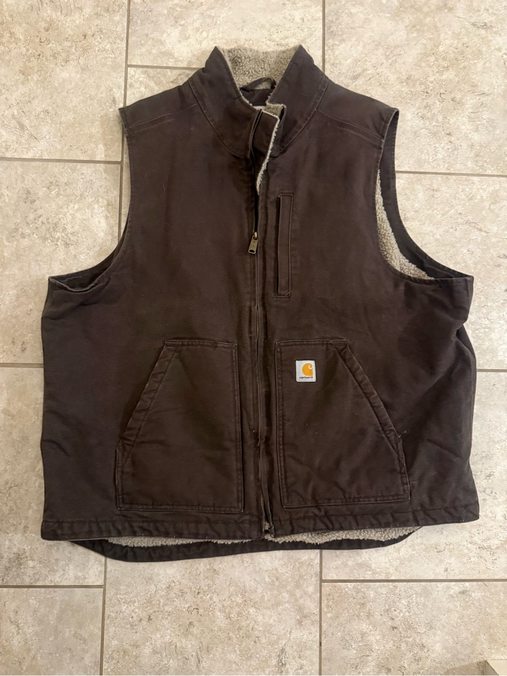 Carhartt Dark Brown Sherpa-Lined Men's Work Vest